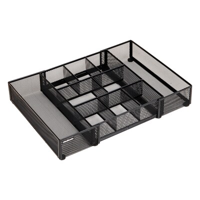 Mind Reader 10-Compartment Metal Desk Organizer, Black (DEERX-BLK)