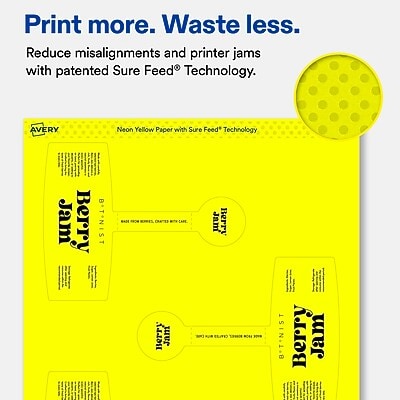 Avery Laser/Inkjet Sealing Labels, 5-1/8" x 4", Neon Yellow, 240 Labels/Box (19479370731)