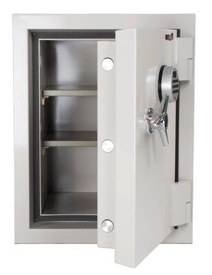 FireKing Fire-Rated Safe with 2-Adjustable Shelves, 2.4 Cu. Ft., White (KF2115-1WHE)