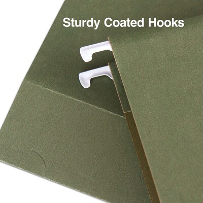Quill Brand® Premium Reinforced 100% Recycled Hanging File Folders, 1/3-Cut, Legal Size, Green, 25/Box (76313P)