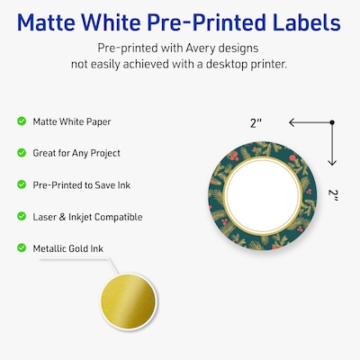 Avery Circle Multipurpose Labels, 2 Dia., White, 120/Pack (19479370494)