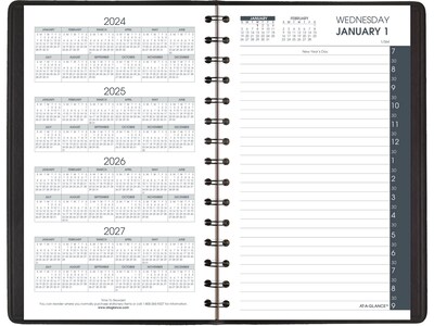 2025 AT-A-GLANCE My Day 5" x 8" Daily Appointment Book, Faux Leather Cover Black (70-207-05-25)