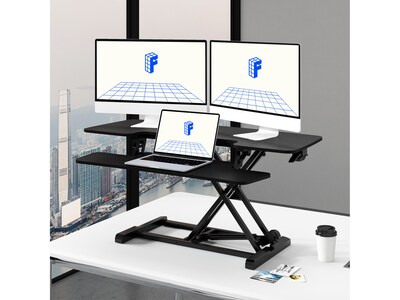 FlexiSpot M7 Series 42"W Manual Rectangular Adjustable Standing Desk Converter, Black (M7-E-42B)