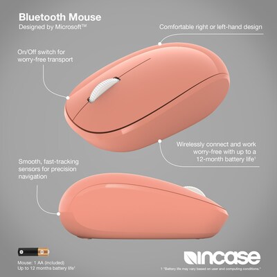 Incase Designed by Microsoft Bluetooth Wireless Ambidextrous Optical Mouse, Peach (RJN-00037)