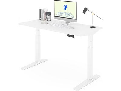 FlexiSpot E7 Pro 55"W Electric Adjustable Standing Desk, White (E7WPRO5528-W)