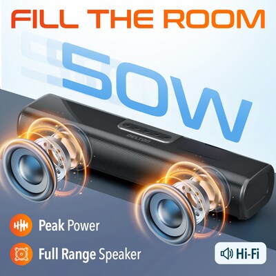 Delton SB380 SB380 50-Watt Bluetooth Computer Soundbar, Black (DSB380)