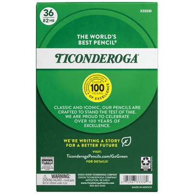 Ticonderoga Wooden Pencil, 0.7mm, #2 Medium Lead, 3 Dozen (DIX33336)