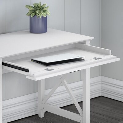 Bush Furniture Key West 54"W Computer Desk with Storage, Pure White Oak (KWD154WT-03)