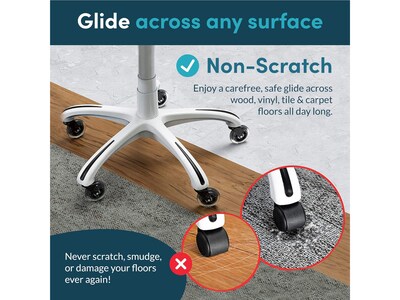 Lifelong Wheels Chair Caster, Clear/Black, 5/Set (B08ZQSGV23)