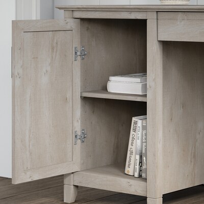 Bush Furniture Key West 54"W Single Pedestal Desk, Washed Gray (KWD154WG-03)