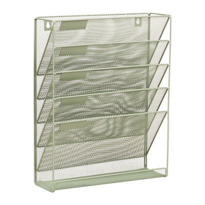 Staples 5-Pocket Metal Mesh Mountable Wall File, Letter Size, Sage Green (ST63849)