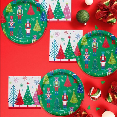 Say Hooray! Joyful and Jolly Paper Plates and Napkins Kit, Multicolored, 48/Pack (DTC9404E2G)