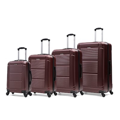 InUSA Pilot 4-Piece Hardside Spinner Luggage Set, TSA Checkpoint Friendly, Wine (IUPILSMLXL-WIN)