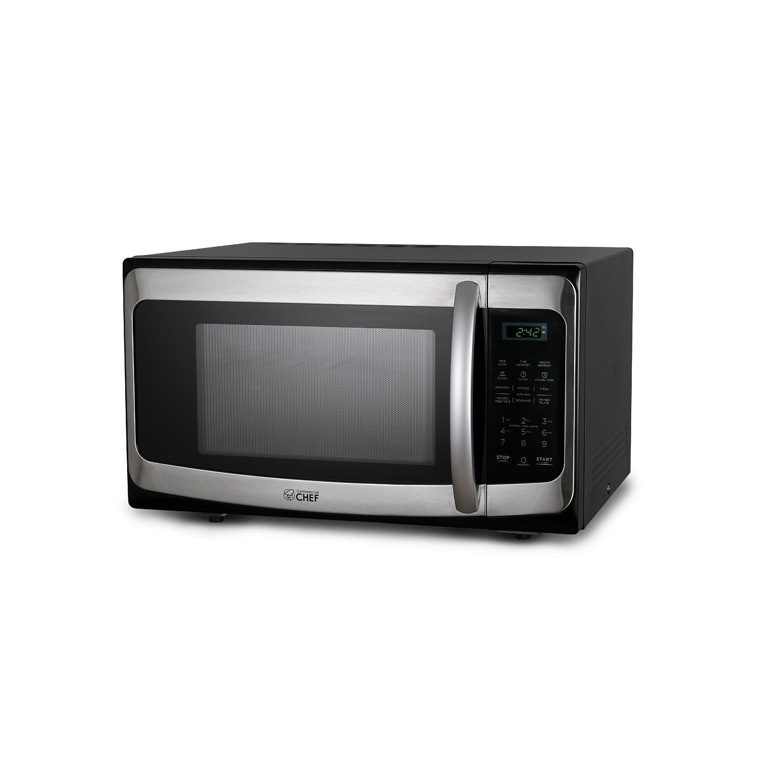 Commercial Chef 1.1 Cu. Ft. Countertop Microwave, Black with Stainless Steel (CHM11MS)