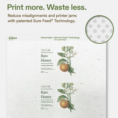 Avery Hemp Rectangle Laser/Inkjet Multipurpose Labels, 2-1/2" x 4", Off-White (240/Box)