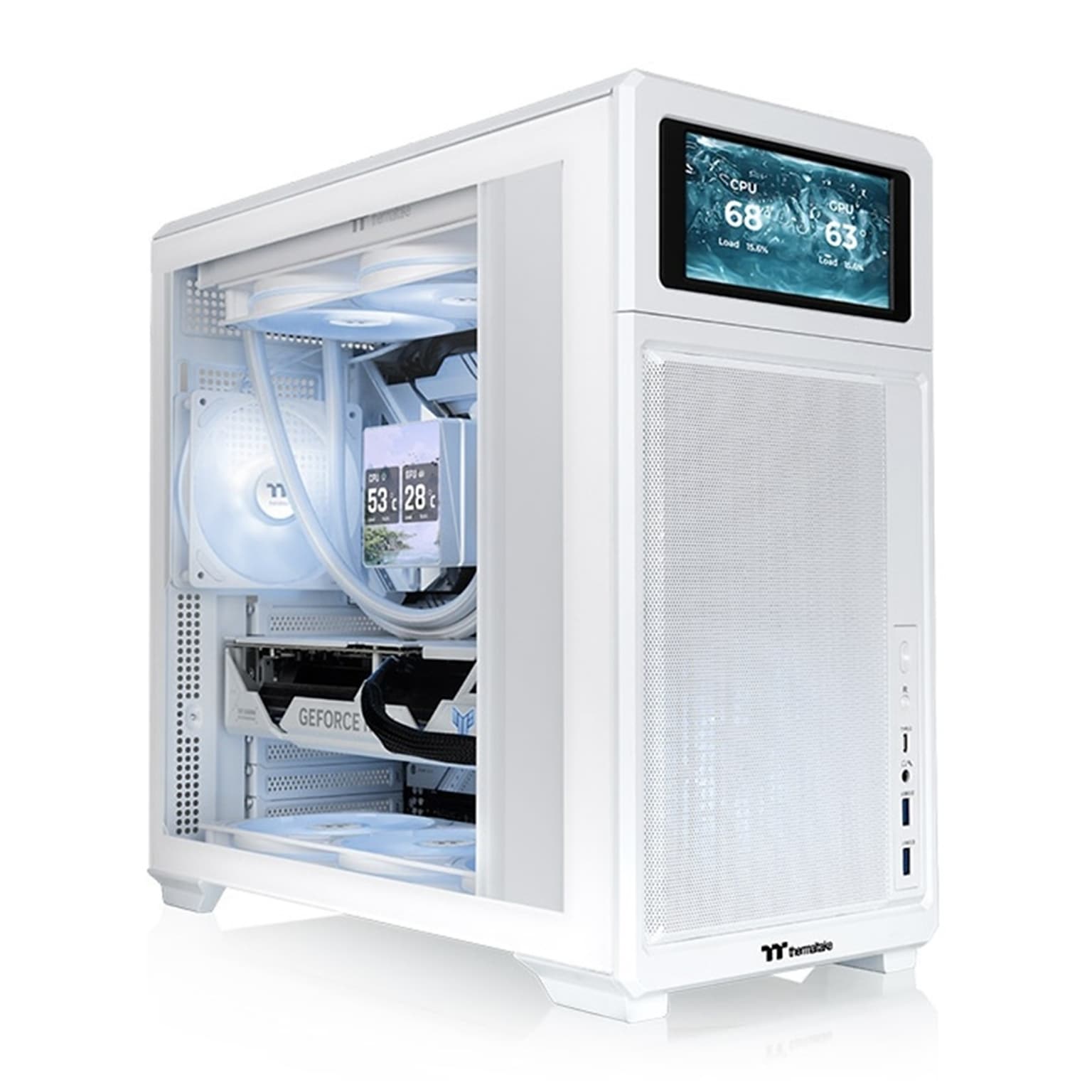 Thermaltake TR300 TG ATX Mid Tower Computer Case, Snow (CA-11M-00M6WN-01)