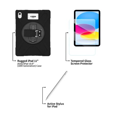 CODi Rugged iPad 11 (A16)/iPad 10.9 (10th Gen) Case, Screen Protector & Active Stylus for iPad w/ Palm Rejection (TK000004)