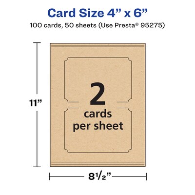 Avery Integrated Cards, 4" x 6", Matte Kraft Brown, 100/Box (95275)