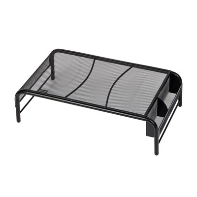 Mind Reader Ventilated Monitor Stand and Laptop Riser with Side Storage, Black (MESHM-BLK)