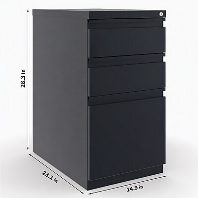 Quill Brand® 3-Drawer Vertical File Cabinet, Locking, Black, Letter, 22.88"D (25170D)