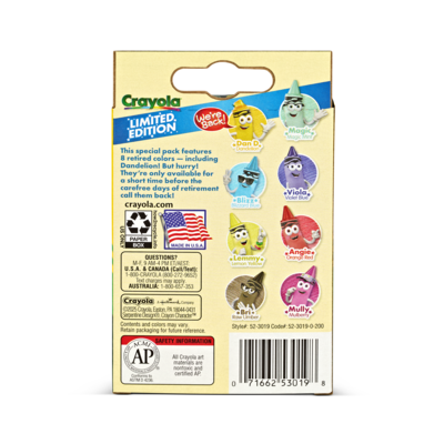 Crayola Limited Edition Retired Color Crayons, Assorted Colors, 8/Pack (52-3019)