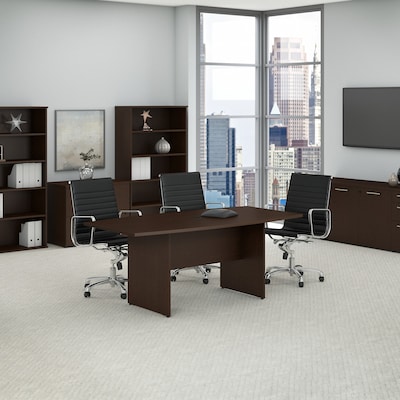 Bush Business Furniture 72W x 36D Boat Shaped Conference Table with Wood Base, Mocha Cherry (99TB7236MR)