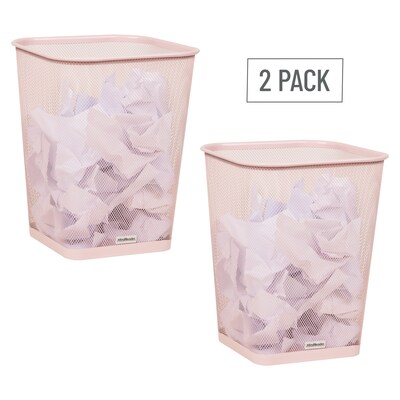 Mind Reader Metal Trash Can Without Lid, 5 Gallon, Pink, 2/Pack (2SQUAGA-PNK)