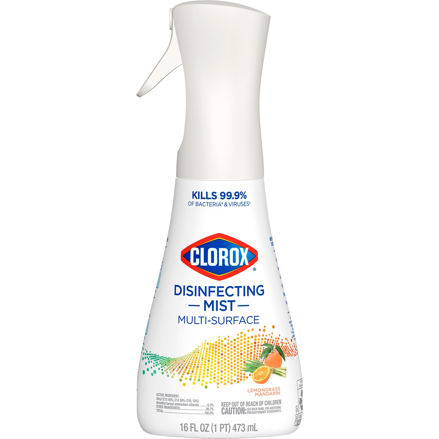 Clorox Disinfecting, Sanitizing and Antibacterial Spray Mist, Lemongrass Mandarin, 16 Fluid oz. (60151)