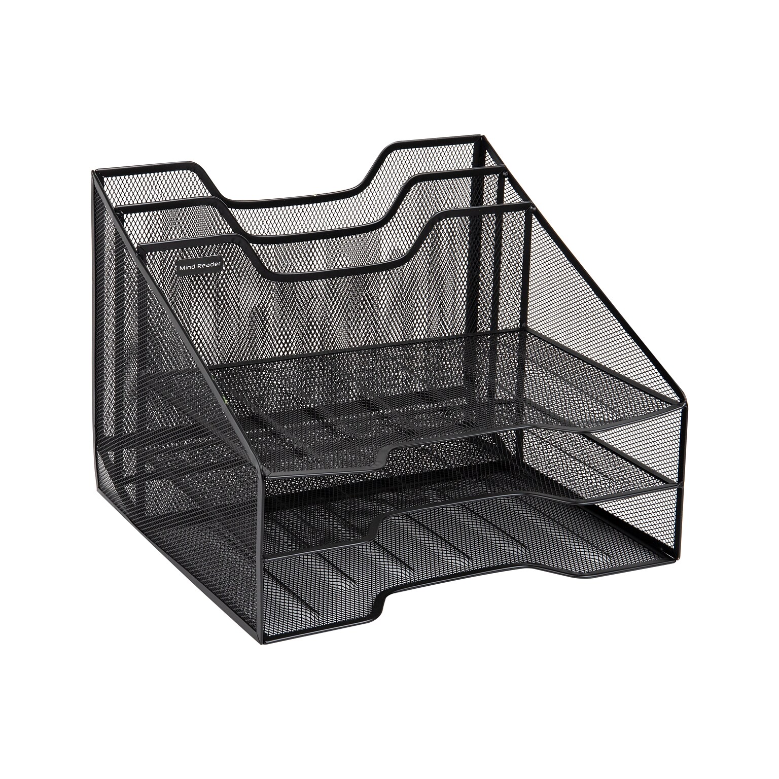 Mind Reader Metal Desktop Organizer Vertical File Holder Paper Letter Tray, Black (MESHBOX5-BLK)
