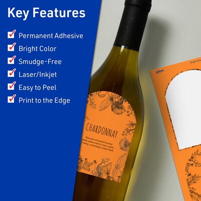 Avery Laser/Inkjet Multipurpose Decorative Edge Labels, 4.75 x 3.5, Bright Orange, 80/Pack (94600)