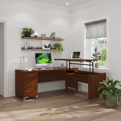 Bush Furniture Somerset 72"W 3 Position Sit to Stand L Shaped Desk, Hansen Cherry (SET014HC)