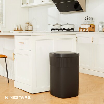 Nine Stars Stainless Steel Touch Tap & Motion Sensor Trash Can, 13.2 Gallon, Black (DZT-50-36BK)