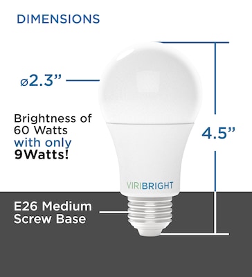 Viribright 9 Watts Warm White LED Household Bulb, 4/Pack (640338)