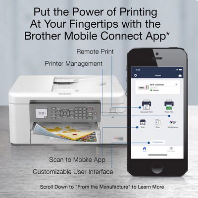 Brother INKvestment Tank MFC-J4335DW Wireless Color Inkjet Printer, All-In-One Supertank, Print, Scan, Copy, Fax