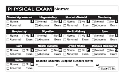 Veterinary Examination Medical Labels, Physical Exam, White, 2-1/2x4, 100 Labels