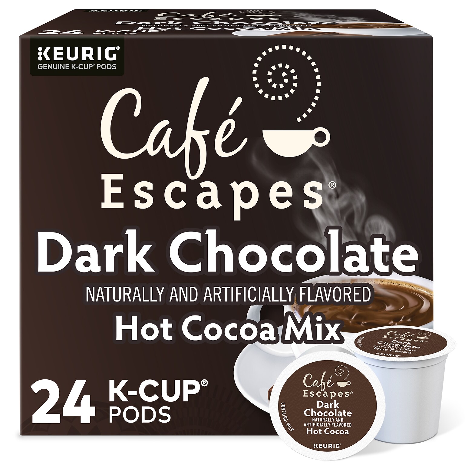 Cafe Escapes Dark Chocolate Hot Cocoa, Keurig® K-Cup® Pods, 24/Box (6802)