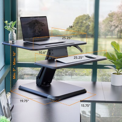 Mount-It! 25"W Manual Adjustable Standing Desk Converter, Black (MI-7957)