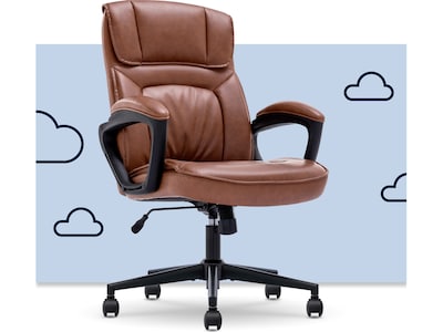 Serta Hannah I Ergonomic Bonded Leather Swivel Executive Chair, Cognac (43670H)