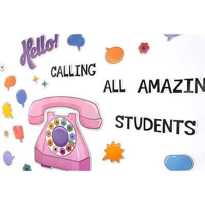 Carson-Dellosa Happily Ever Elementary Retro Remix Hello! Calling All Amazing Students Bulletin Board Set (110591)