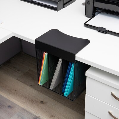 Mind Reader Slide-On Under Desk Metal Front Loading Letter Tray, Letter Size, Black (VUDESK-BLK)