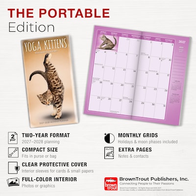2027-2028 BrownTrout Yoga Kittens 3.5" x 6.5" Monthly Planner (9798330713547)