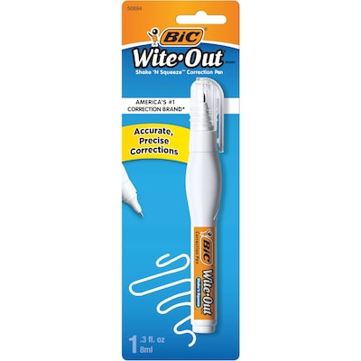 BIC Wite-Out Shake 'N Squeeze Correction Pen, 8 ml., White, 4/Pack (50745)