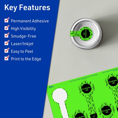 Avery Decorative Edge Multipurpose Labels, 1.5 x 4, Neon Green, 320/Pack (94116)