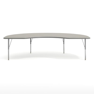 Flash Furniture Wren Kidney Activity Table, 96" x 48", Height Adjustable, Light Gray Top/Silver Frame (XUA4896KDLGTP)