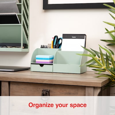 Staples 7-Compartment Plastic Desk Organizer, Sage Green (ST63871)