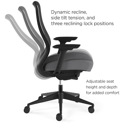 Workplace2.0™ Ergonomic Ayalon Mesh Back Fabric Swivel Task Chair, Black/Gray (UN59409)