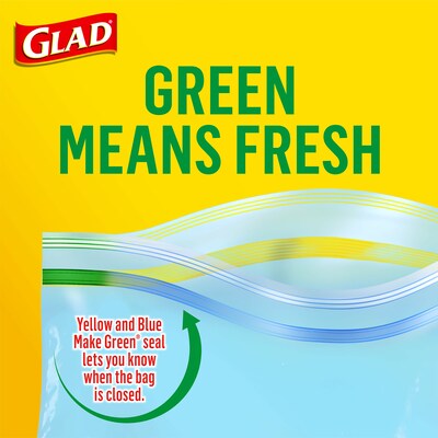 Glad Zipper Freezer Bags, Gallon, 15 Bags/Box (57034)