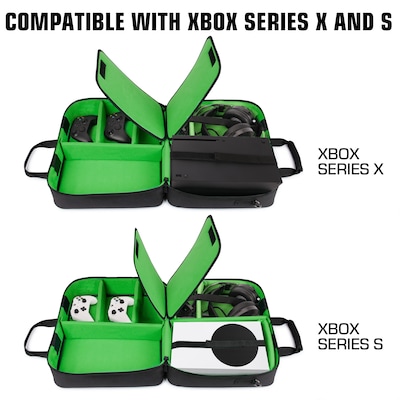 USA Gear S Series Travel Console Case for Xbox Series X or S, Green (GRSLS23100GNWS)