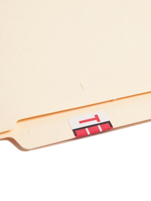 Smead BCCR Labels File Folder Label, T, Red, 500 Labels/Pack (67090)