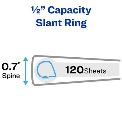 Avery Heavy Duty 1/2" 3-Ring View Binders, Slant Ring, White (79767)